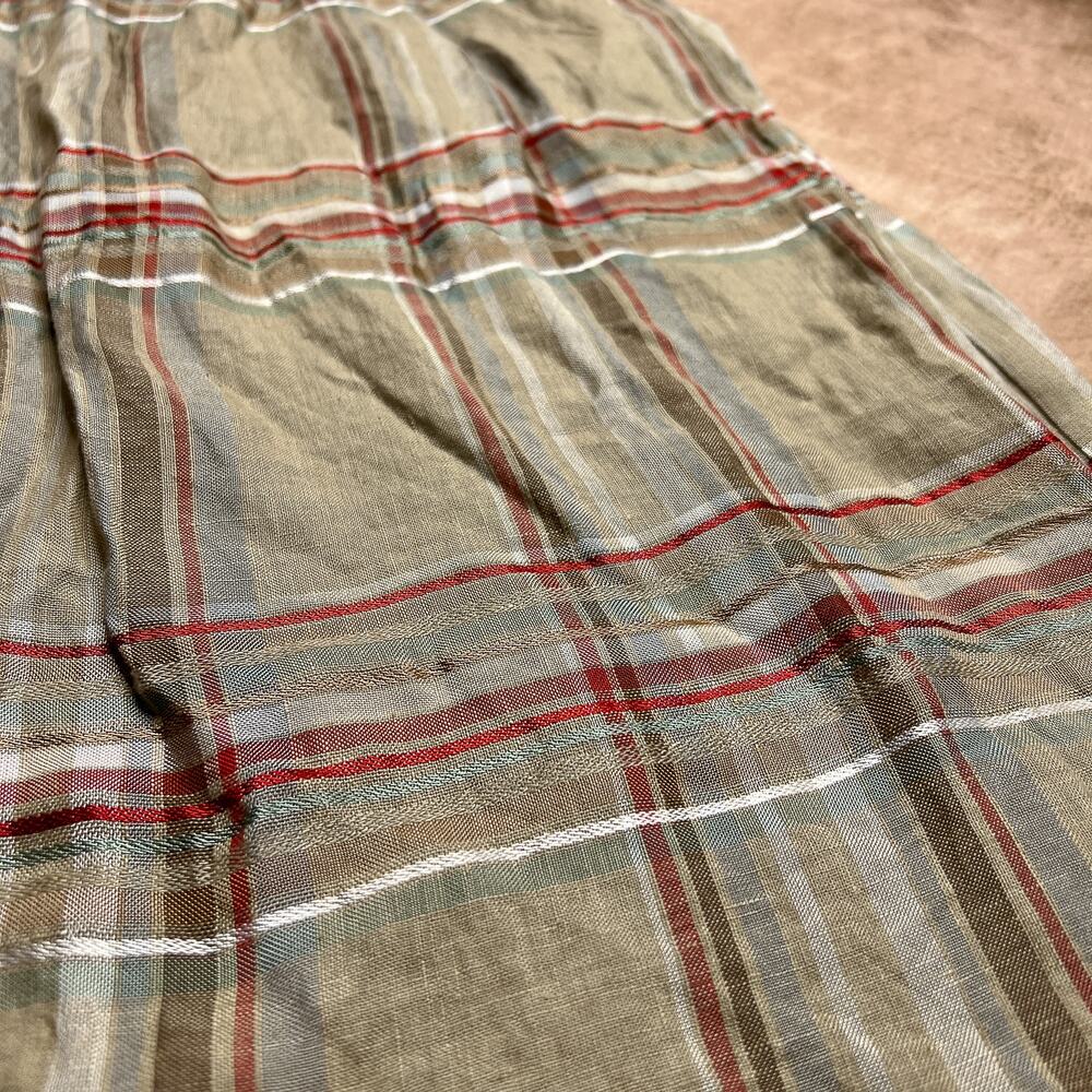Vintage 90s Lonergan / Amerigo Pleated Plaid Maxi Skirt Tan Academia Retro Indie View 4